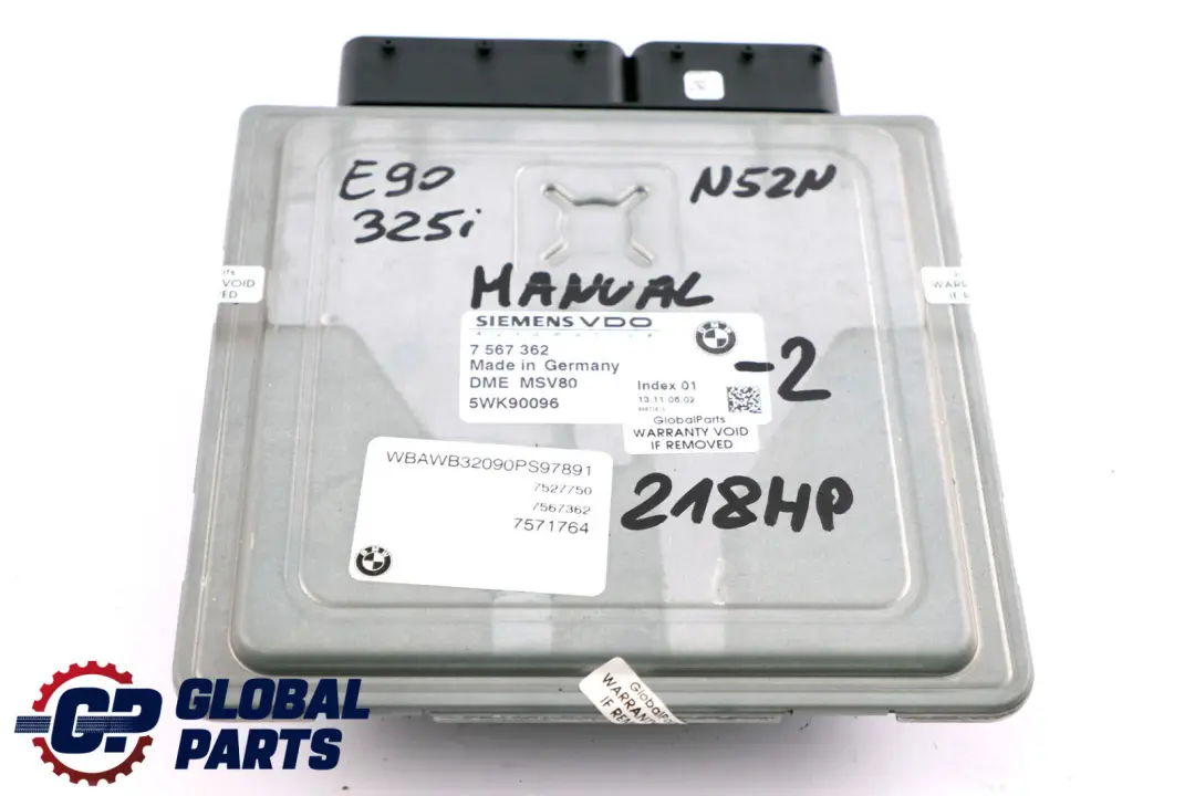N52N 218HP ECU Kit DME CAS3 Key Manual pour BMW E90 E91 E92 325i à propos du numéro de pièce 7567362 BMW E90 E91 E92 325i N52N 218HP ECU Kit DME CAS3 Key Manual - SKU 7567362-2 - Numéro de pièce 7567362