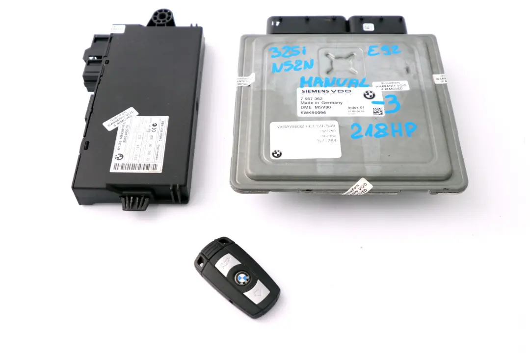 BMW 3 er E92 N52N 325i 218HP Steuergerät DME CAS3 + Schlüssel - SKU 7567362-3 - Teilenummer 7567362