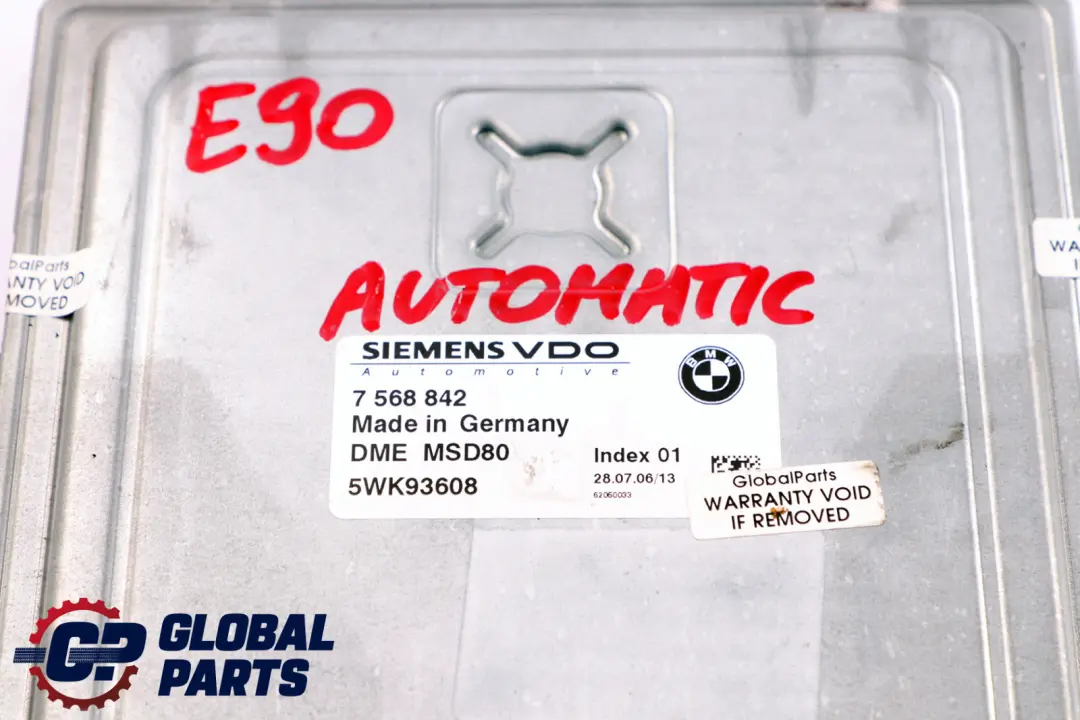 DME Petrol N53 Engine Control Unit ECU DME Automatic to BMW E60 E90 E91 with Part number 7568842 BMW E60 E90 E91 DME Petrol N53 Engine Control Unit ECU DME Automatic - SKU 7568842 - Part number 7568842