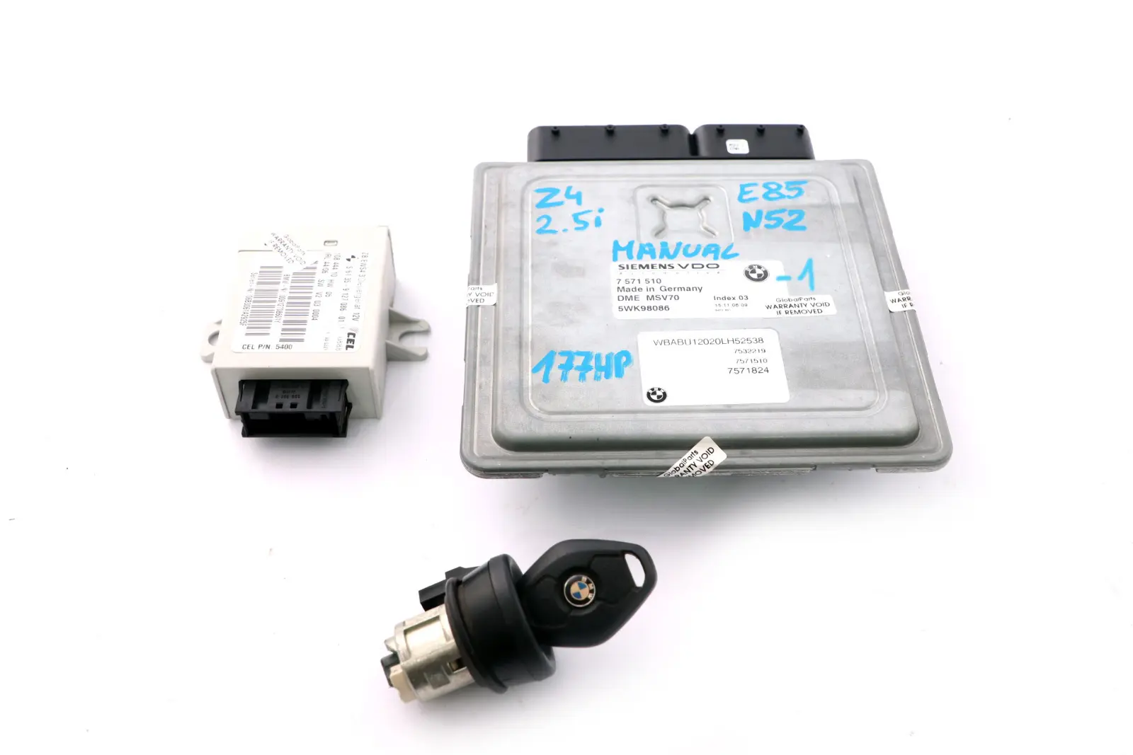 BMW Z4 Series E85 Roadster 2.5i N52 177HP ECU Kit DME 7571510 EWS + Key Manual