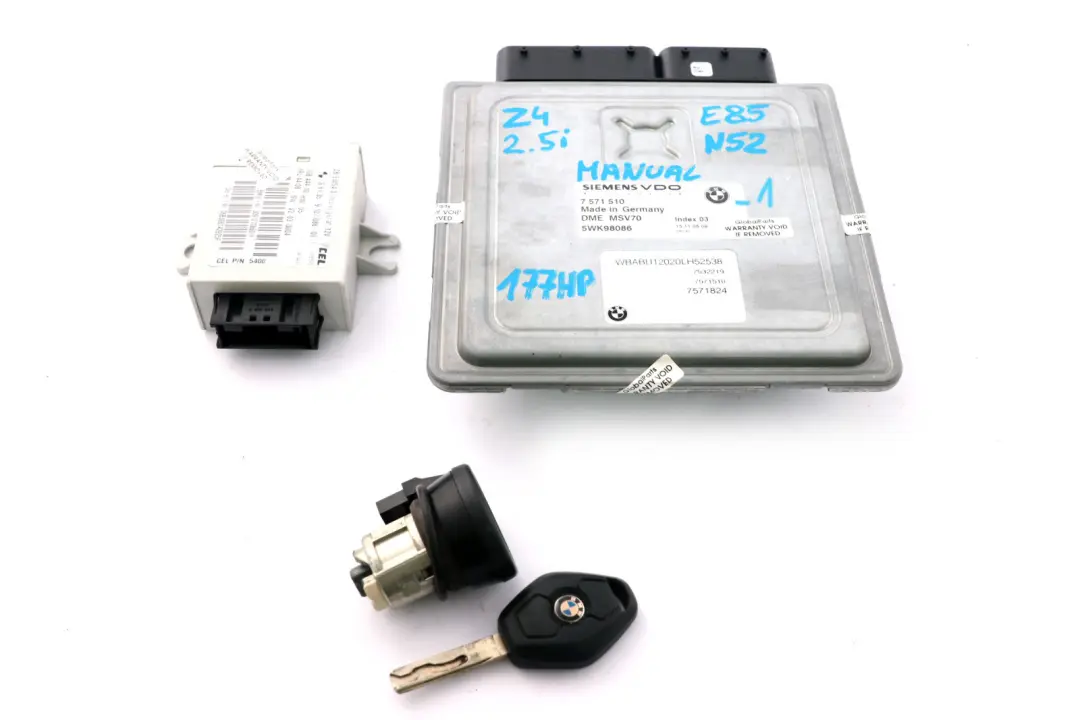 BMW Z4 E85 Roadster 2.5i N52 177PS ECU Centralina Dme Ews Schl?ss - SKU 7571510-1 - Numero di parte 7571510