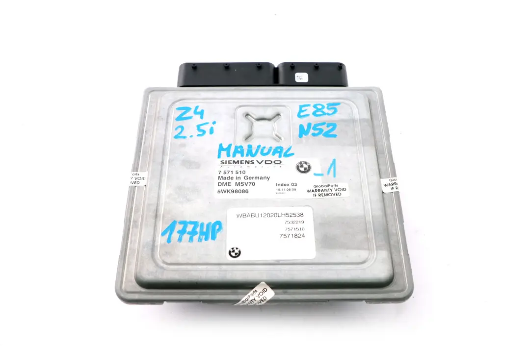 N52 177HP ECU Kit DME EWS + Key Manual to BMW Z4 Series E85 Roadster 2.5i with Part number 7571510 BMW Z4 Series E85 Roadster 2.5i N52 177HP ECU Kit DME EWS + Key Manual - SKU 7571510-1 - Part number 7571510