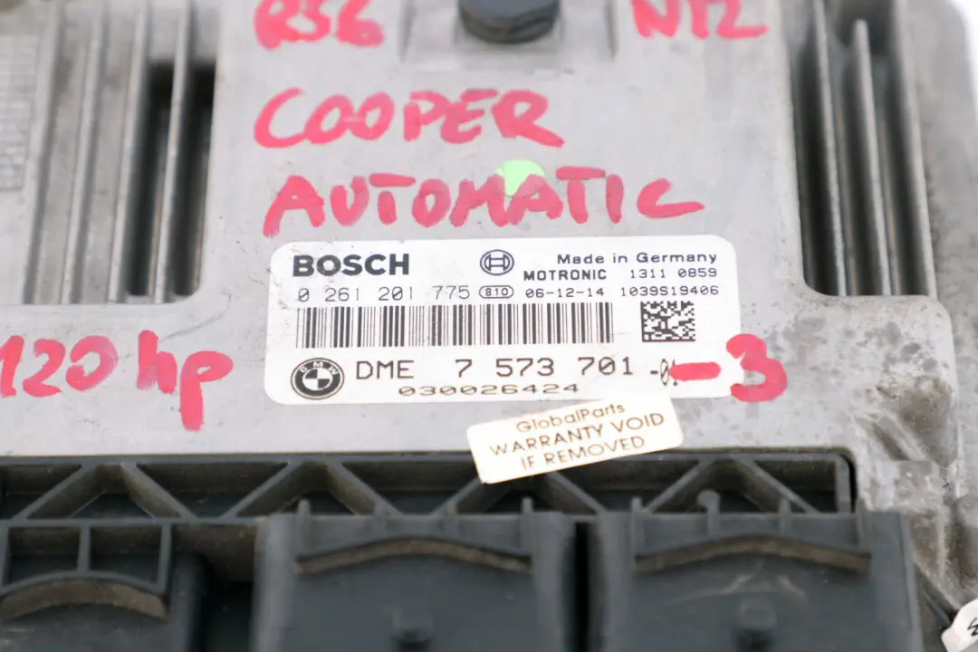 ECU Kit DME CAS3 Key Automatic to BMW Mini Cooper R55 R56 N12 Petrol Engine with Part number 7573701 BMW Mini Cooper R55 R56 N12 Petrol Engine ECU Kit DME CAS3 Key Automatic - SKU 7573701-3 - Part number 7573701