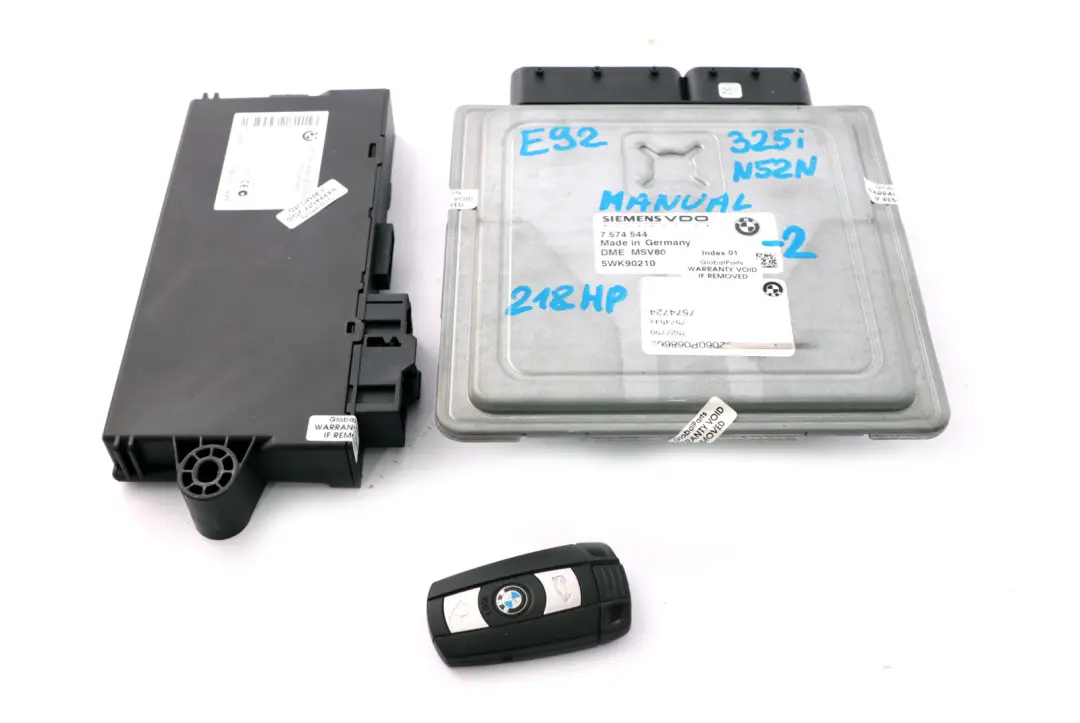 BMW 3 Series E90 E91 E92 N52N 325i 218HP ECU Kit DME CAS3 + Key Manual - SKU 7574544-2 - Part number 7574544