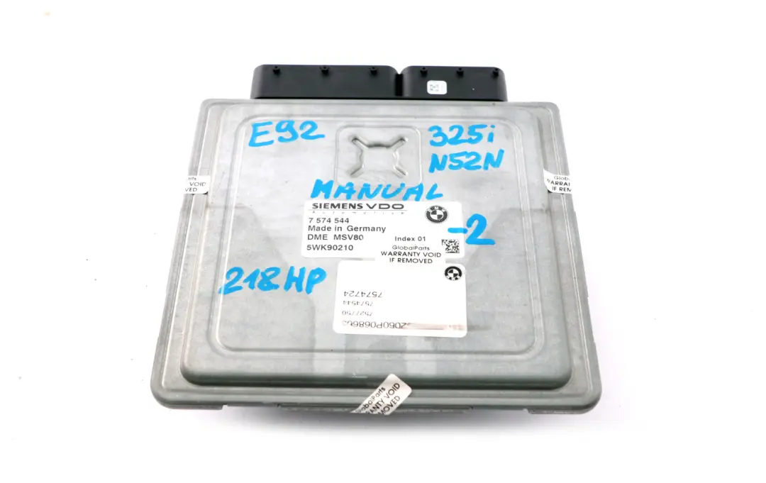 BMW 3 Series E90 E91 E92 N52N 325i 218HP ECU Kit DME CAS3 + Key Manual - SKU 7574544-2 - Part number 7574544