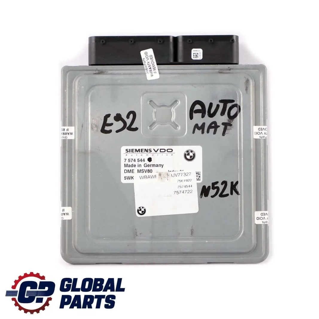 N52N ECU Basic Engine Control Unit DME Automatic to BMW E90 E91 E92 E93 with Part number 7574544 BMW E90 E91 E92 E93 N52N ECU Basic Engine Control Unit DME Automatic - SKU 7574544 - Part number 7574544