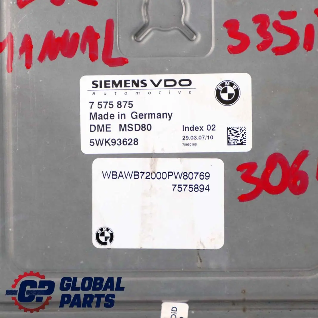 306HP Engine N54 ECU Kit DME + CAS3 + Key Manual to BMW E90 E91 E92 335i with Part number 7575875 BMW E90 E91 E92 335i 306HP Engine N54 ECU Kit DME + CAS3 + Key Manual - SKU 7575875-2 - Part number 7575875