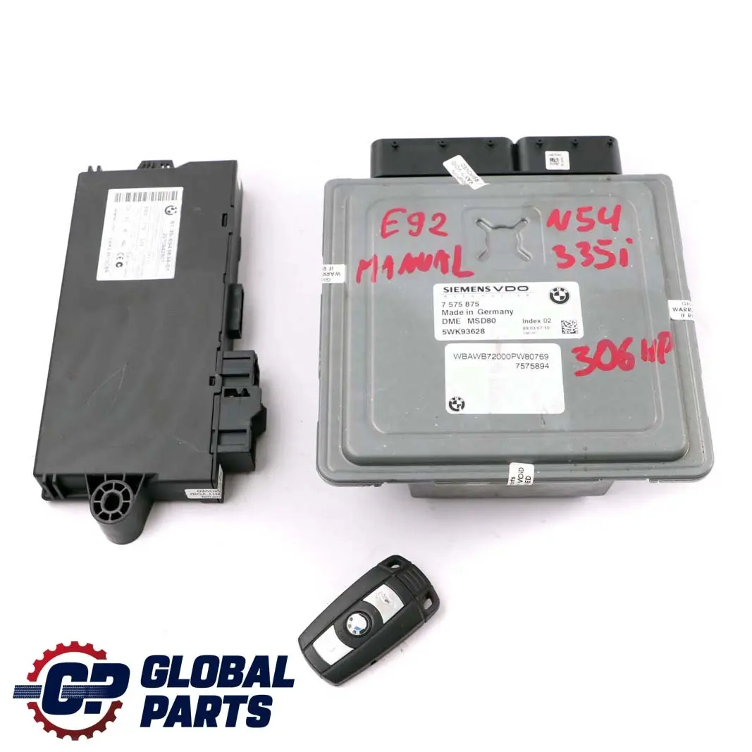 306HP Engine N54 ECU Kit DME + CAS3 + Key Manual to BMW E90 E91 E92 335i with Part number 7575875 BMW E90 E91 E92 335i 306HP Engine N54 ECU Kit DME + CAS3 + Key Manual - SKU 7575875-2 - Part number 7575875