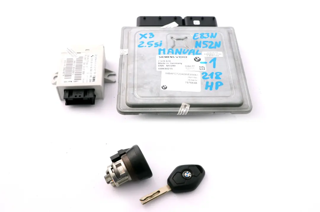 2.5si N52N 218HP Engine ECU Kit DME + Key Manual to BMW X3 Series E83 with Part number 7576670 BMW X3 Series E83 2.5si N52N 218HP Engine ECU Kit DME + Key Manual - SKU 7576670-1 - Part number 7576670