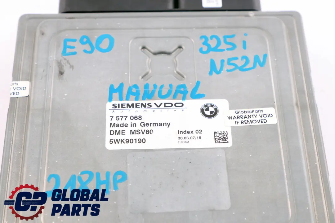 BMW 3 Series E90 E91 E92 N52N 325i 218HP ECU Kit DME CAS3 + Key Manual - SKU 7577068 - Part number 7577068