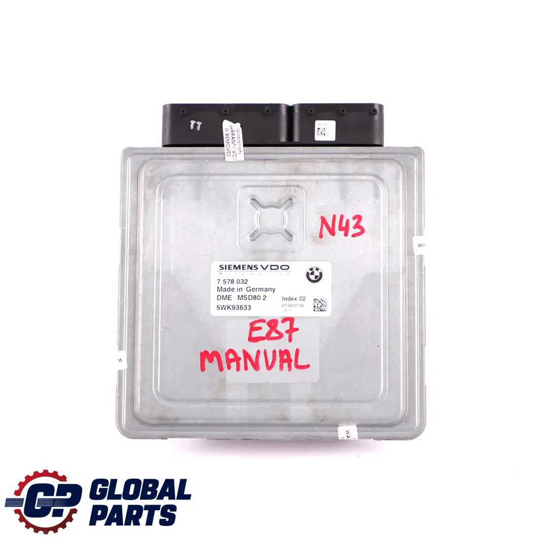BMW E81 E87 LCI E90 E91 N43 Petrol Engine Control Unit ECU DME Manual - SKU 7578032 - Part number 7578032