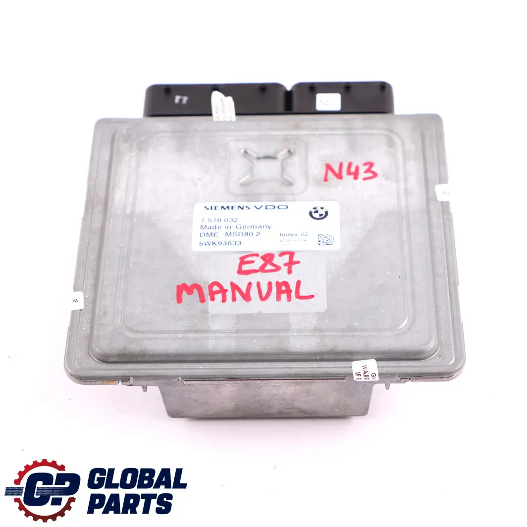 BMW E81 E87 LCI E90 E91 N43 Petrol Engine Control Unit ECU DME Manual - SKU 7578032 - Part number 7578032