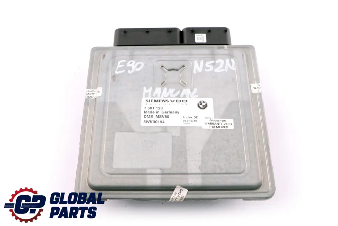 N52N ECU Control Unit DME MSV80 Manual to BMW 3 Series E90 E91 E92 Engine with Part number 7581123 BMW 3 Series E90 E91 E92 Engine N52N ECU Control Unit DME MSV80 Manual - SKU 7581123 - Part number 7581123
