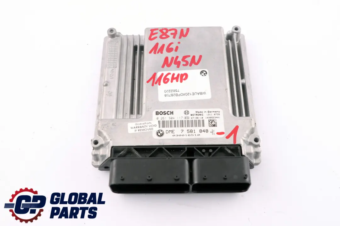 BMW E81 E87 LCI E90 116i 316i N45N ECU Kit DME CAS3 + Key - SKU 7581848-1 - Part number 7581848