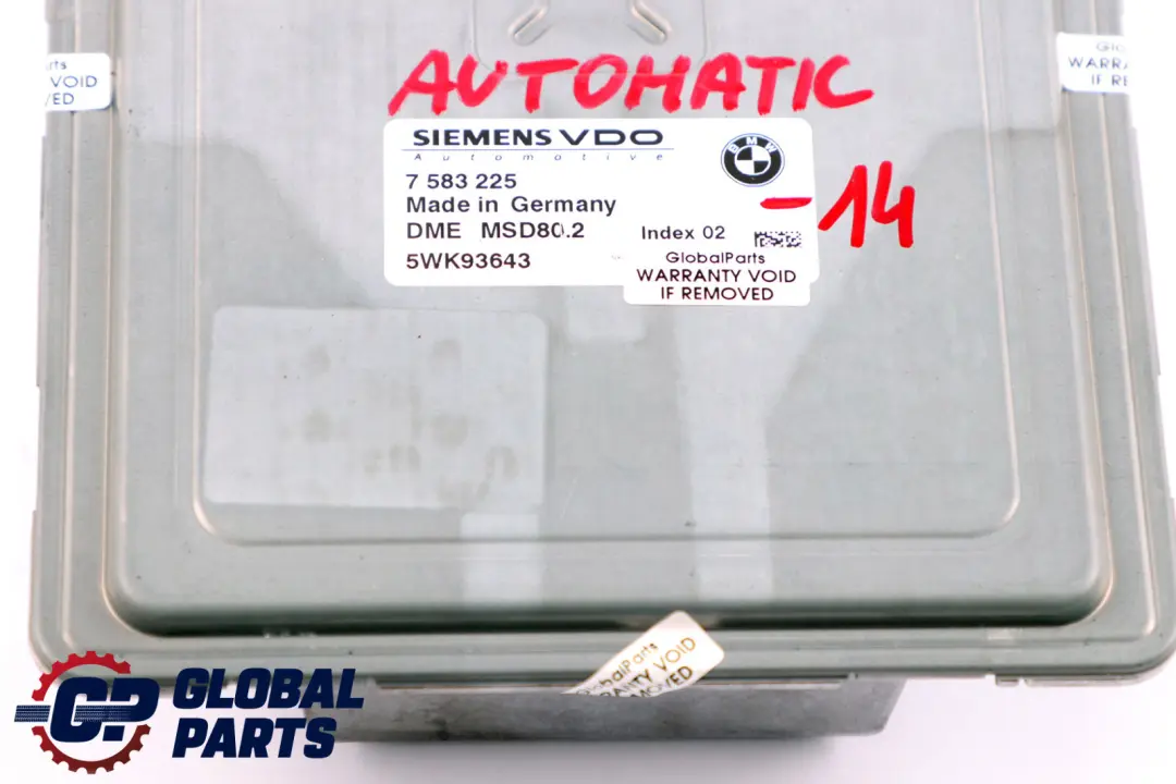 BMW E87 LCI E90 Petrol N43 DME Unité du Moteur Automatic - SKU 7583225-14 - Numéro de pièce 7583225