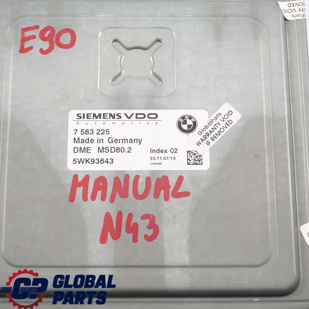 N43 DME Engine Control Unit Manual to BMW 1 3 Series E87 LCI E90 Petrol with Part number 7583225 BMW 1 3 Series E87 LCI E90 Petrol N43 DME Engine Control Unit Manual - SKU 7583225 - Part number 7583225