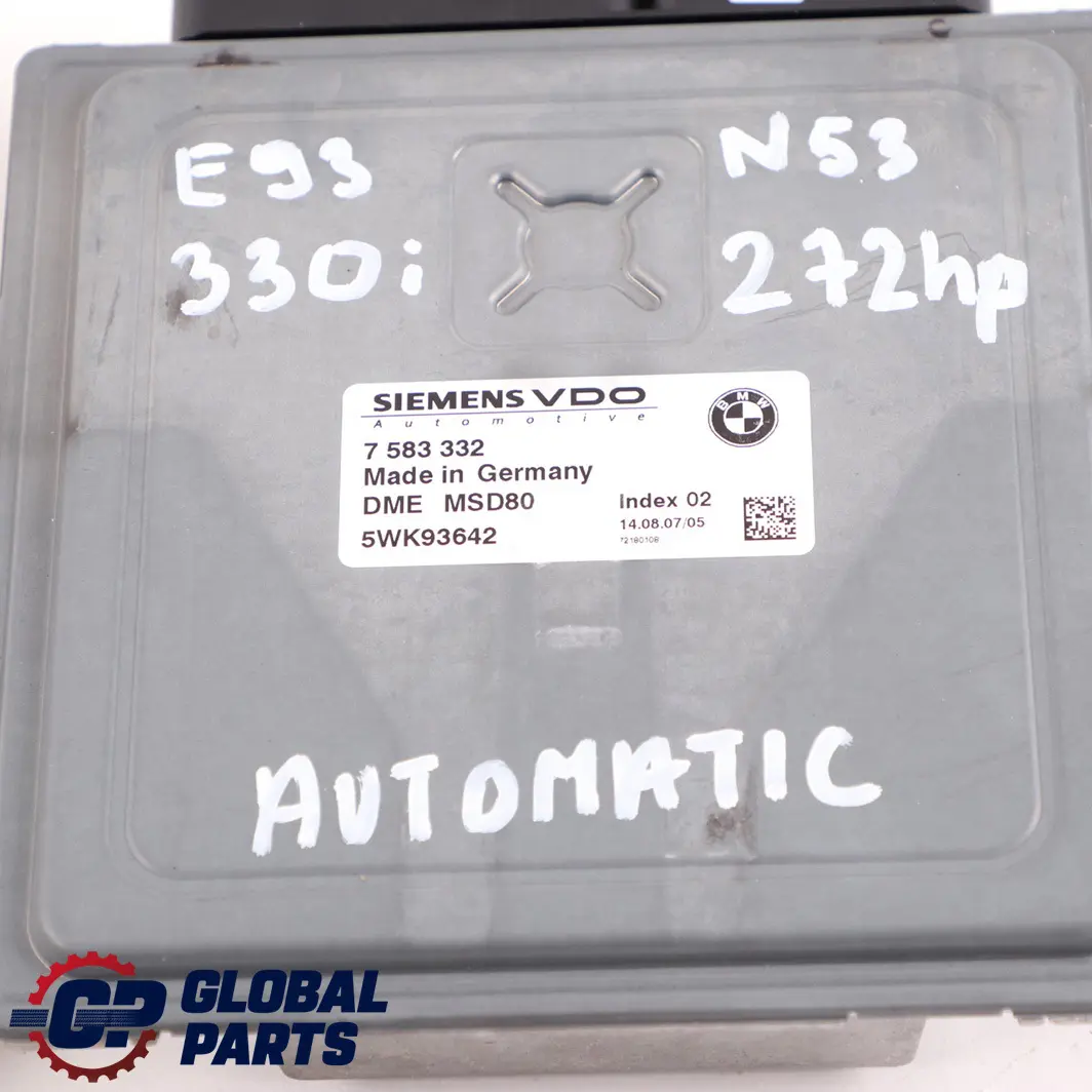 BMW 3 E90 E91 E92 E93 330i N53 272HP ECU Kit DME CAS3 + Key Automatic - SKU 7583332-3 - Part number 7583332