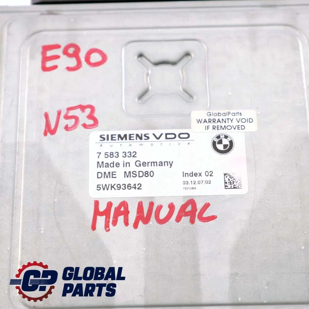 N53 N54 Engine Control Unit DME Manual to BMW E60 LCI E90 E91 E92 Petrol with Part number 7583332 BMW E60 LCI E90 E91 E92 Petrol N53 N54 Engine Control Unit DME Manual - SKU 7583332 - Part number 7583332