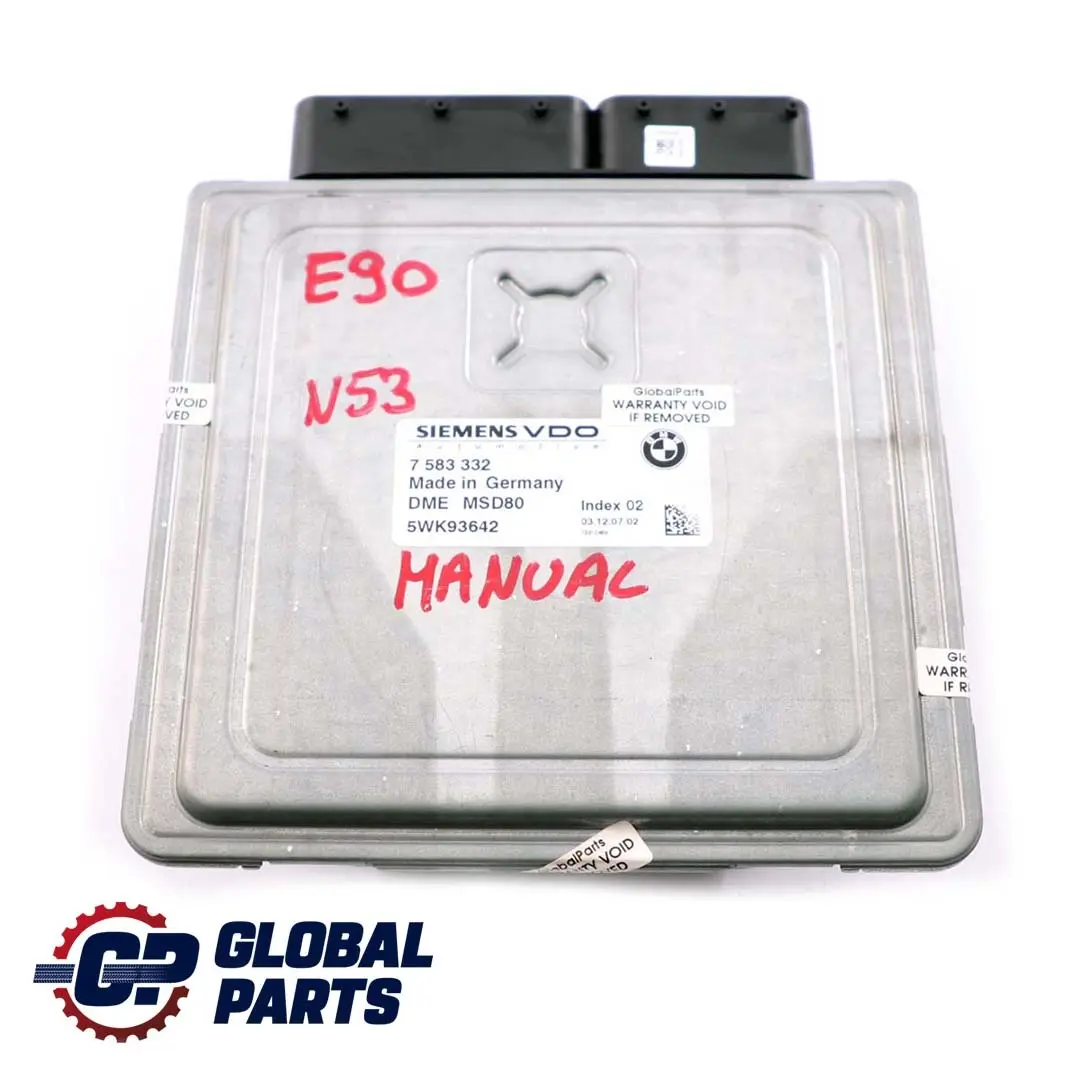BMW E60 LCI E90 E91 E92 Benzin N53 N54 Steuergerät DME Schaltgetriebe - SKU 7583332 - Teilenummer 7583332