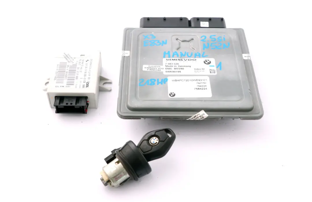 BMW X3 E83 2.5si N52N 218HP Motor Kit ECU DME Clave Manual Caja Cambios - SKU 7583526-1 - Número de pieza 7583526
