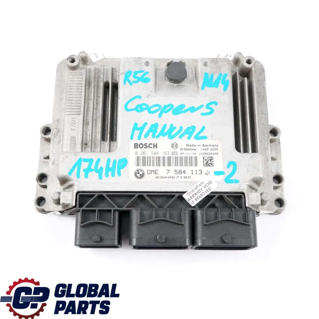 Mini Cooper S R55 R56 N14 1.6 174PS Steuergerät DME CAS3 + 2 Schlüssl - SKU 7584113-2 - Teilenummer 7584113