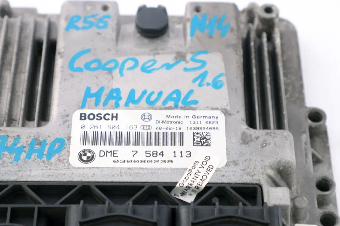 ECU Basissteuergerät DME Handbuch für BMW Mini Cooper S R55 R56 R57 N14 1.6 mit Teilenummer 7584113 BMW Mini Cooper S R55 R56 R57 N14 1.6 ECU Basissteuergerät DME Handbuch - SKU 7584113 - Teilenummer 7584113