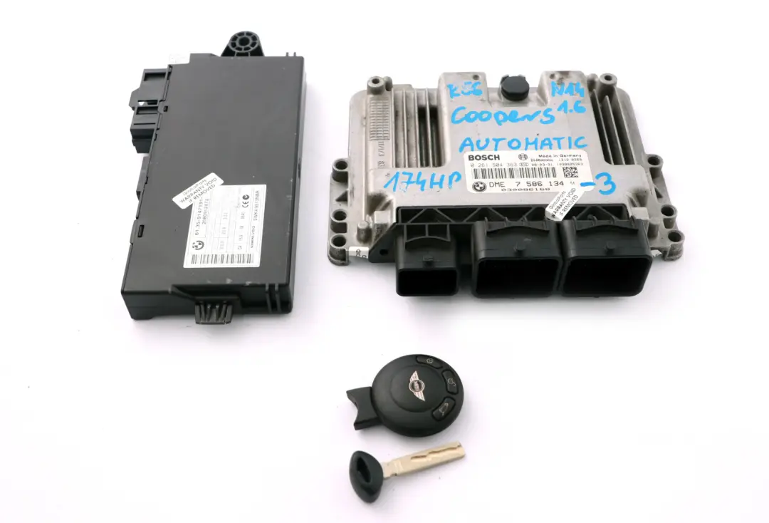 174PS Steuergerät DME CAS3 Schlüssel Automat für BMW Mini Cooper S R56 N14 mit Teilenummer 7586134 BMW Mini Cooper S R56 N14 174PS Steuergerät DME CAS3 Schlüssel Automat - SKU 7586134-3 - Teilenummer 7586134