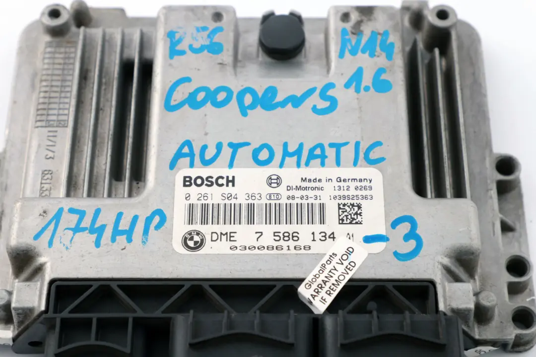 174PS Steuergerät DME CAS3 Schlüssel Automat für BMW Mini Cooper S R56 N14 mit Teilenummer 7586134 BMW Mini Cooper S R56 N14 174PS Steuergerät DME CAS3 Schlüssel Automat - SKU 7586134-3 - Teilenummer 7586134