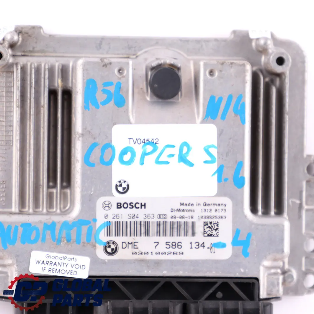 Mini Cooper S R55 R56 R57 N14 1.6 ECU Basic Control Unit DME Automatic - SKU 7586134-4 - Part number 7586134