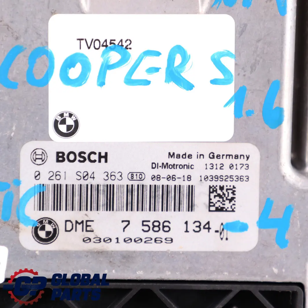 Mini Cooper S R55 R56 R57 N14 1.6 ECU Basic Control Unit DME Automatic - SKU 7586134-4 - Part number 7586134