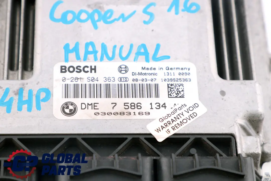 Mini Cooper S R55 R56 R57 N14 1.6 ECU Basic Control Unit DME Manual - SKU 7586134 - Part number 7586134