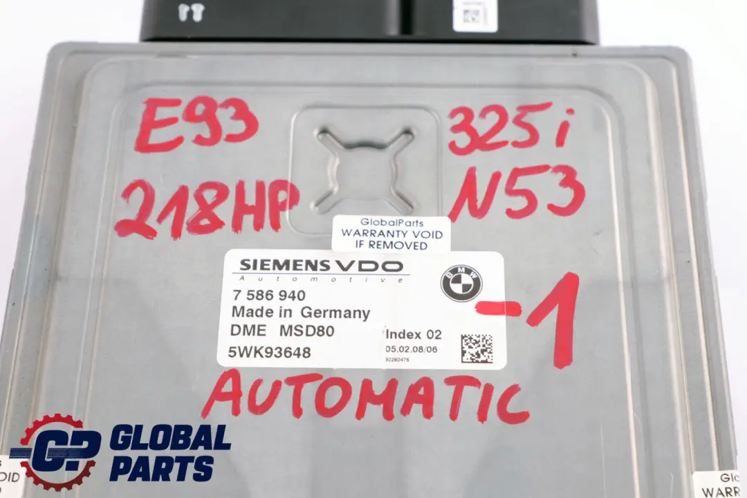 BMW E90 E93 325i E60 LCI 525i N53 218HP ECU Kit DME CAS3 + Key Automatic - SKU 7586940-1 - Part number 7586940