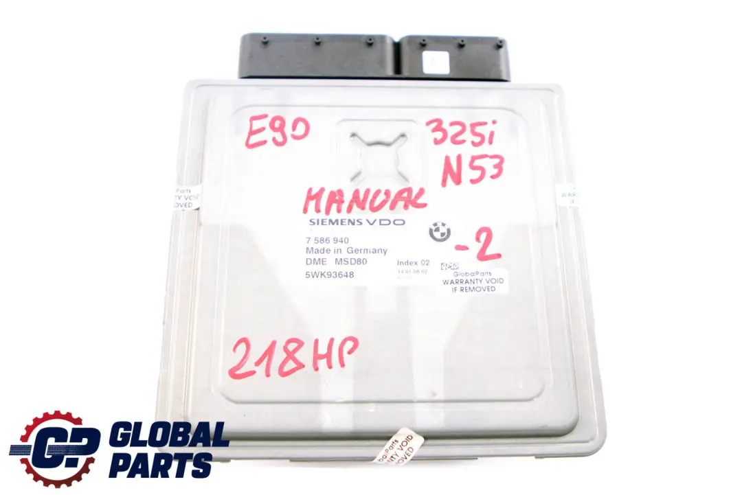 BMW E90 E91 325i E60 LCI 525i N53 218HP ECU Kit DME CAS3 + Key Manual - SKU 7586940-2 - Part number 7586940