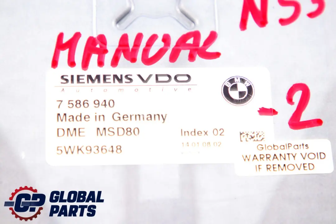 BMW E90 E91 325i E60 LCI 525i N53 218HP ECU Kit DME CAS3 + Key Manual - SKU 7586940-2 - Part number 7586940