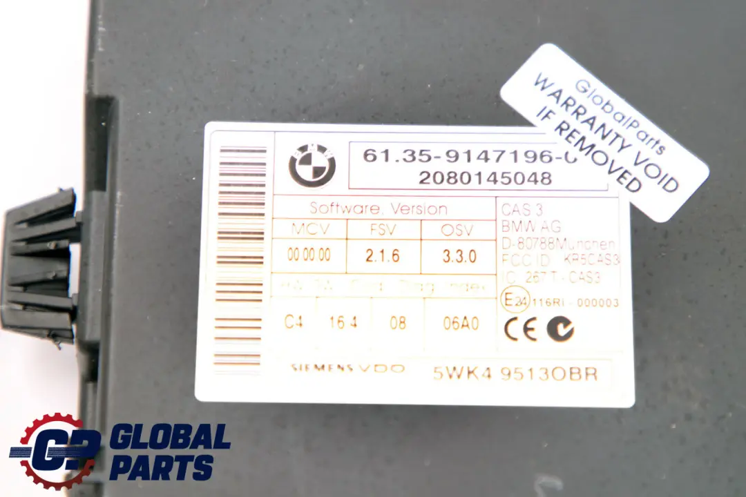 BMW E90 E91 325i E60 LCI 525i N53 218HP ECU Kit DME CAS3 + Key Manual - SKU 7586940-2 - Part number 7586940