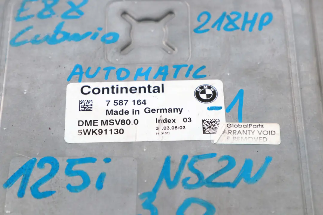 N52N 218HP ECU Kit DME CAS3 Clé Automatique pour BMW E88 Cabrio 125i à propos du numéro de pièce 7587164 BMW E88 Cabrio 125i N52N 218HP ECU Kit DME CAS3 Clé Automatique - SKU 7587164-1 - Numéro de pièce 7587164