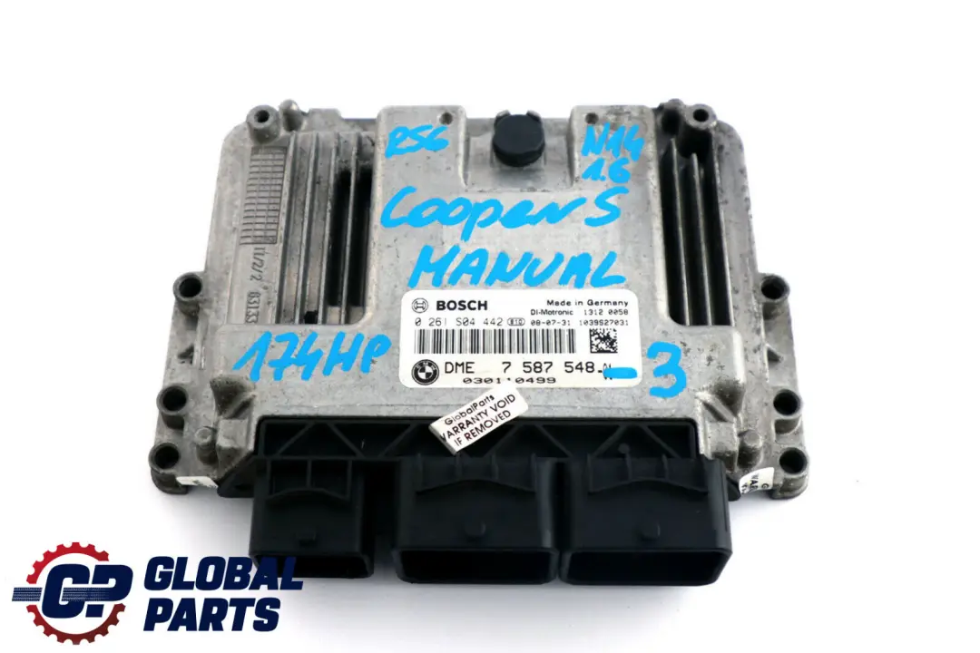 Mini Cooper S R55 R56 R57 N14 1.6 ECU Basic Control Unit DME Manual - SKU 7587548-3 - Part number 7587548