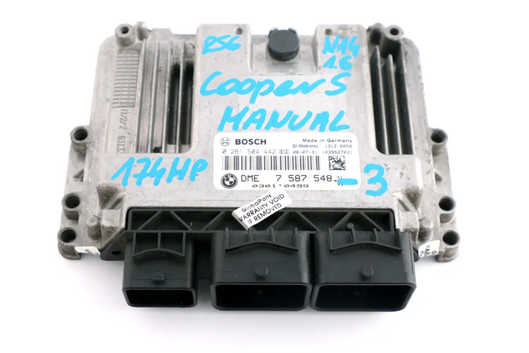 ECU Basic Control Unit DME Manual to Mini Cooper S R55 R56 R57 N14 1.6 with Part number 7587548 Mini Cooper S R55 R56 R57 N14 1.6 ECU Basic Control Unit DME Manual - SKU 7587548-3 - Part number 7587548