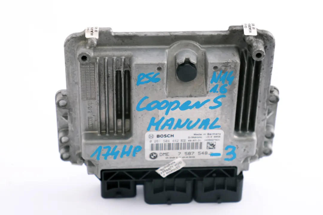 Mini Cooper S R55 R56 R57 N14 1.6 ECU Basic Control Unit DME Manual - SKU 7587548-3 - Part number 7587548