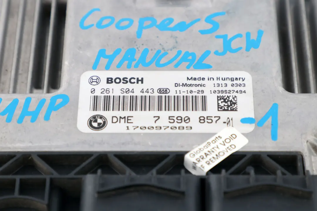 Mini Cooper S JCW R56 N14 1.6 211HP ECU Kit DME CAS3 Key Manual - SKU 7590857-1 - Part number 7590857