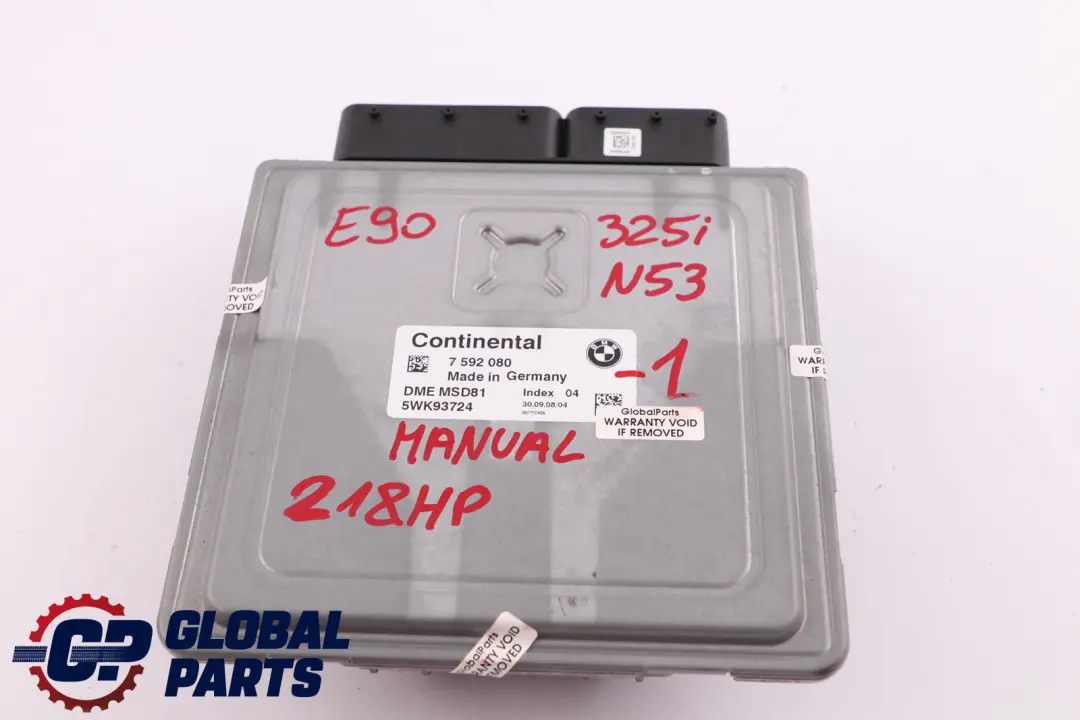 BMW 3 Series E90 E91 LCI 325i N53 218HP ECU Kit DME CAS3 Key Manual - SKU 7592080-1 - Part number 7592080