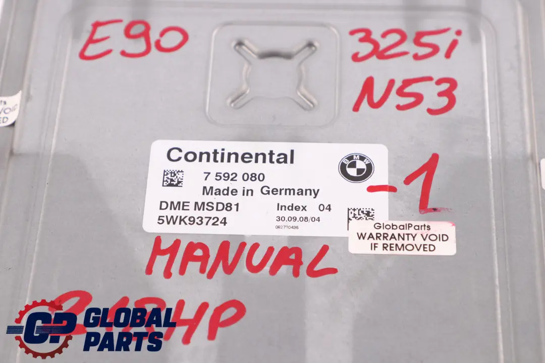 BMW 3 Series E90 E91 LCI 325i N53 218HP ECU Kit DME CAS3 Key Manual - SKU 7592080-1 - Part number 7592080