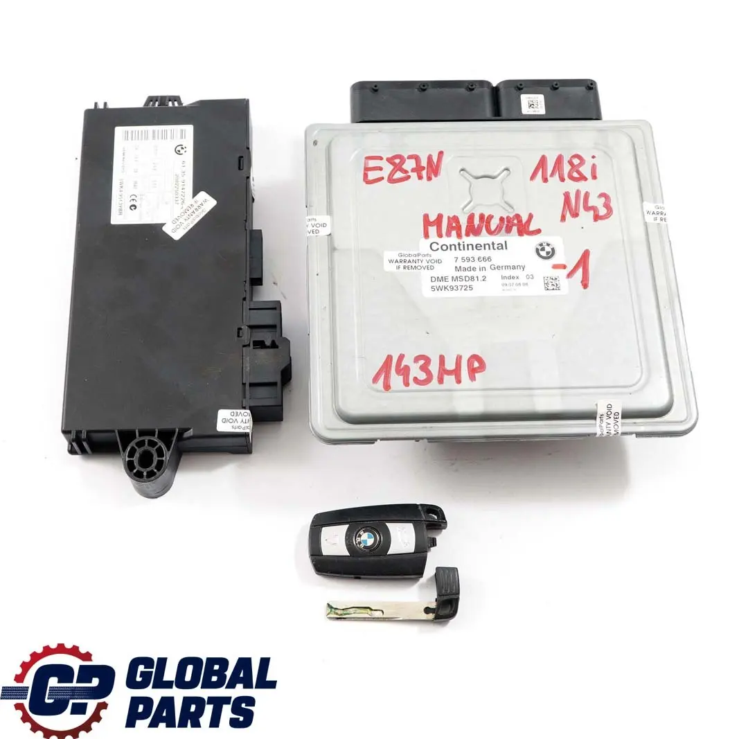N43 ECU Kit DME + CAS3 + Key Manual to BMW E81 E87 LCI E90 E91 118i 318i with Part number 7593666 BMW E81 E87 LCI E90 E91 118i 318i N43 ECU Kit DME + CAS3 + Key Manual - SKU 7593666-1 - Part number 7593666