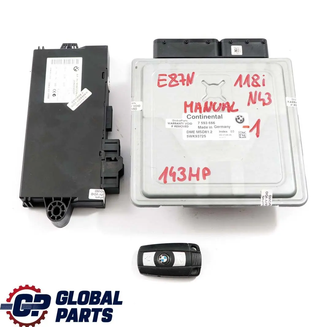 N43 ECU Kit DME + CAS3 + Key Manual to BMW E81 E87 LCI E90 E91 118i 318i with Part number 7593666 BMW E81 E87 LCI E90 E91 118i 318i N43 ECU Kit DME + CAS3 + Key Manual - SKU 7593666-1 - Part number 7593666