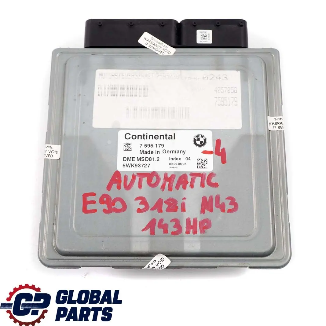 BMW E87 LCI E90 N43 118i 318i Petrol ECU Kit DME CAS3 + 2 Keys Automat - SKU 7595179-4 - Part number 7595179