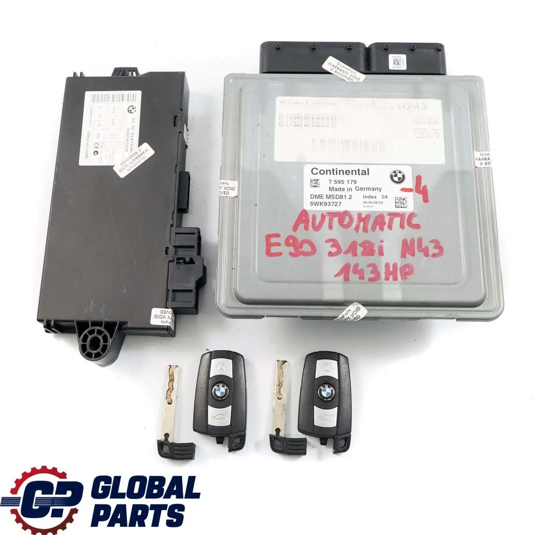 BMW E87 LCI E90 N43 118i 318i Petrol ECU Kit DME CAS3 + 2 Keys Automat - SKU 7595179-4 - Part number 7595179