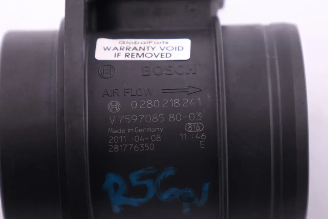 Sensor Flujo Masa Aire Película Caliente para Mini R55 R56 LCI R59 R60 R61 con número de pieza 7597085 Mini R55 R56 LCI R59 R60 R61 Sensor Flujo Masa Aire Película Caliente - SKU 7597085 - Número de pieza 7597085