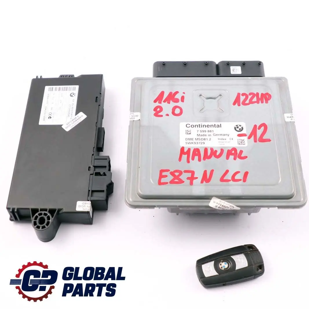 BMW E87 LCI Gasolina N43 116i 2.0 122HP ECU Kit 7599881 DME CAS3 Clave Manual