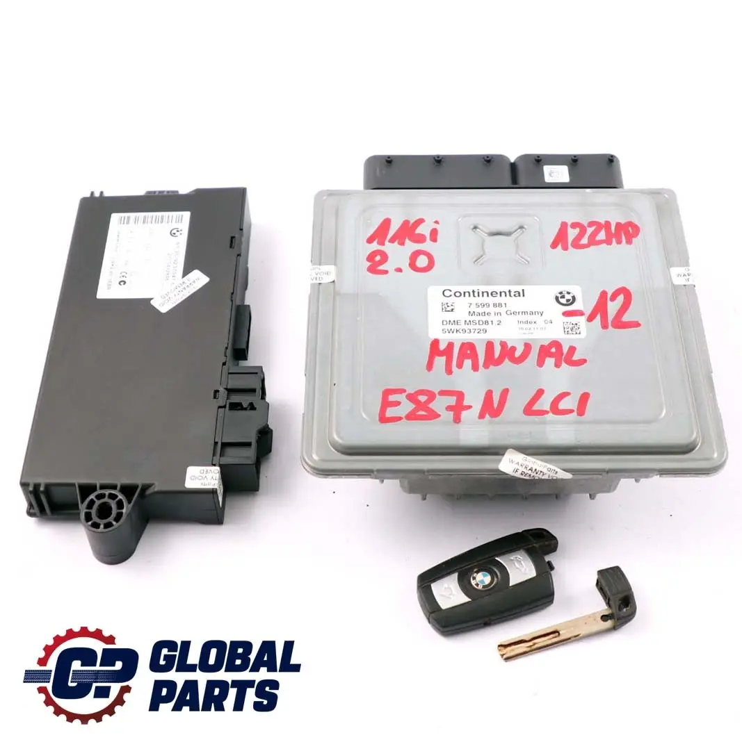 N43 116i 2.0 N43 122PS ecu Kit Appareil de Commande Dme CAS3 Cle pour BMW E81 E87 LCI à propos du numéro de pièce 7599881 BMW E81 E87 LCI N43 116i 2.0 N43 122PS ecu Kit Appareil de Commande Dme CAS3 Cle - SKU 7599881-12 - Numéro de pièce 7599881