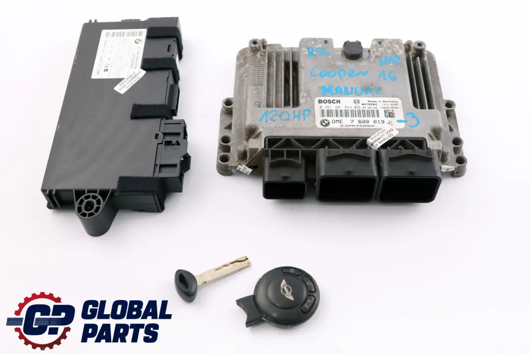 BMW Mini Cooper R55 R56 Petrol N12 1.6 120HP ECU Kit DME + CAS3 + Key - SKU 7600019-3 - Part number 7600019